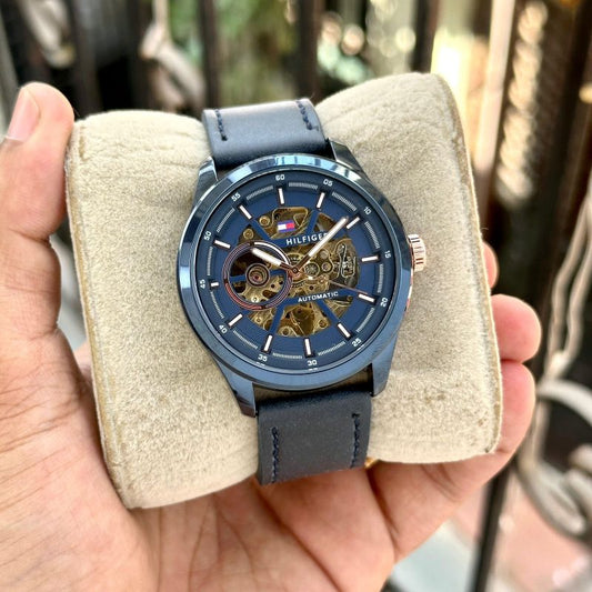 Tommy Hilfiger Blue Leather Automatic Watch