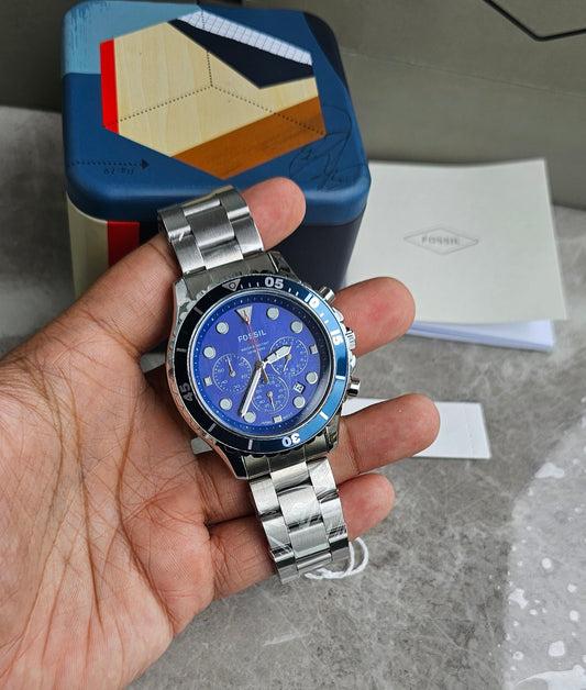 Fossil Fb 03 silver Blue Metal Watch