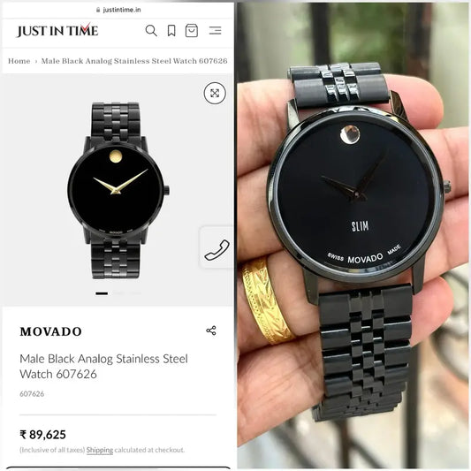 Movado Black stainless steel watch