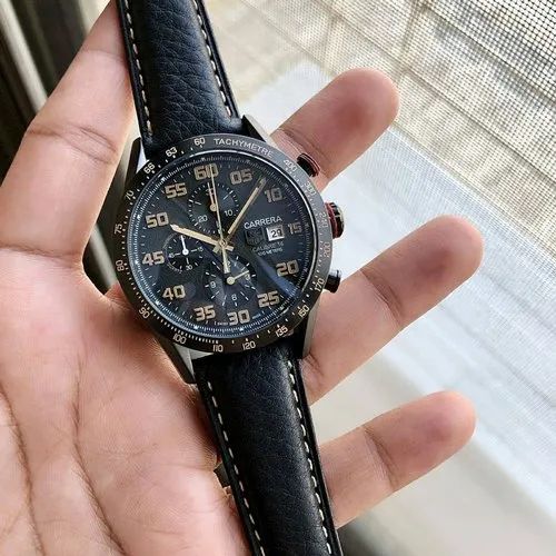 Tagheuer Grand Carrera Black leather watch