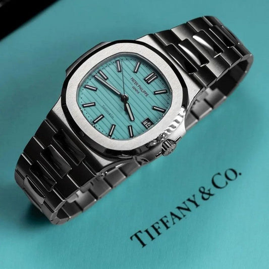 Patek Phillipe Nautilus Tiffany Dial Silver Metal premium Automatic Watch [OPEN BACK]