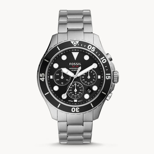 Fossil Fb 03 Silver Black Metal Watch