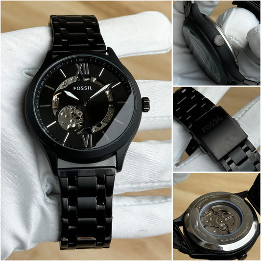 Fossil Buffer Rim Black Metal Automatic watch