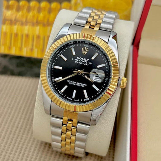 Rolex Datejust Dualtone Black Dial Metal Watch