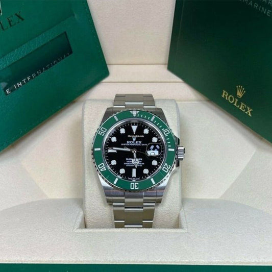 Rolex Submariner Silver Green Metal Watch