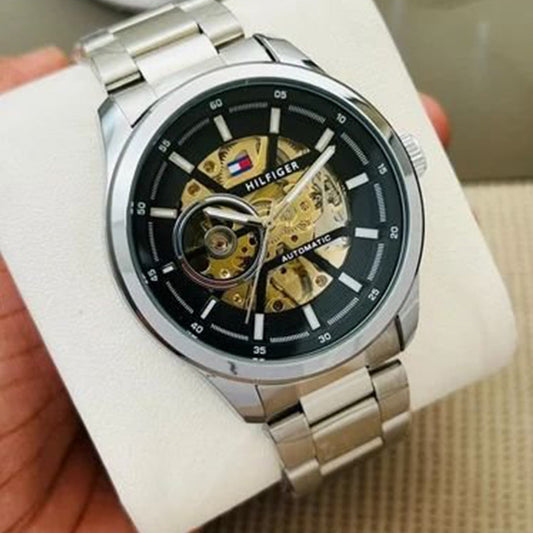 Tommy Hilfiger Silver Black Automatic Metal