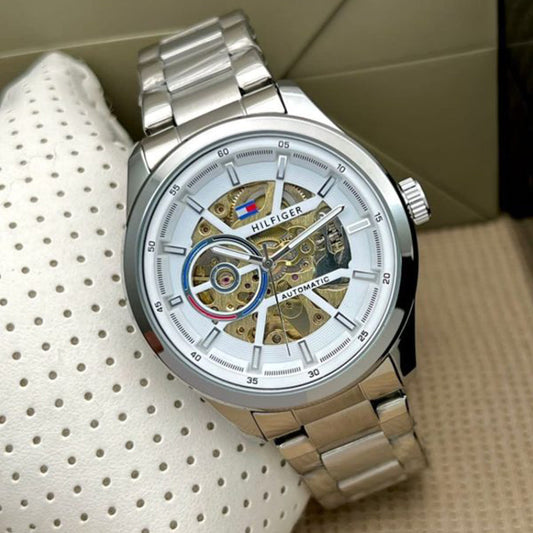 Tommy Hilfiger Silver White Metal Automatic